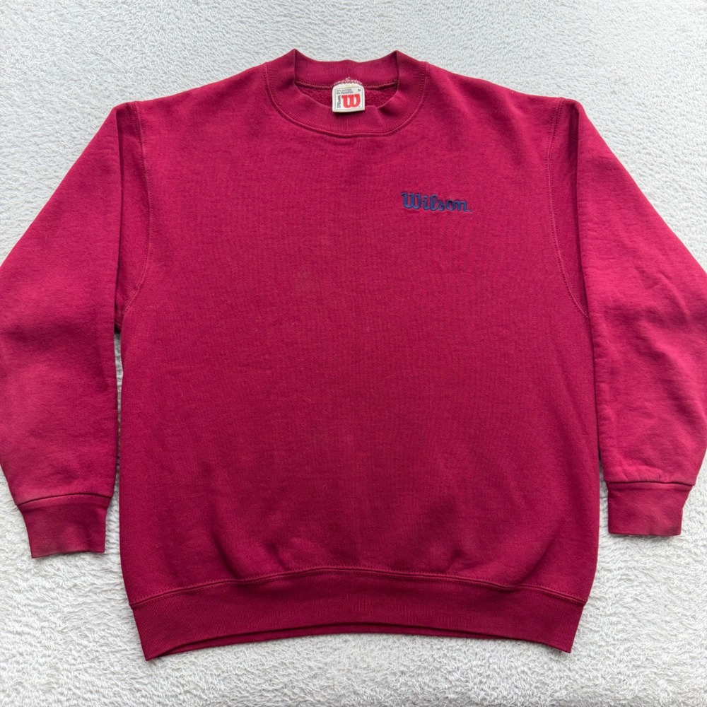 Vintage Wilson Crewneck Sweatshirt Mens Medium Burgundy Maroon Made in USA 90s